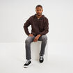 Sweat zippé molleton à capuche marron foncé homme
