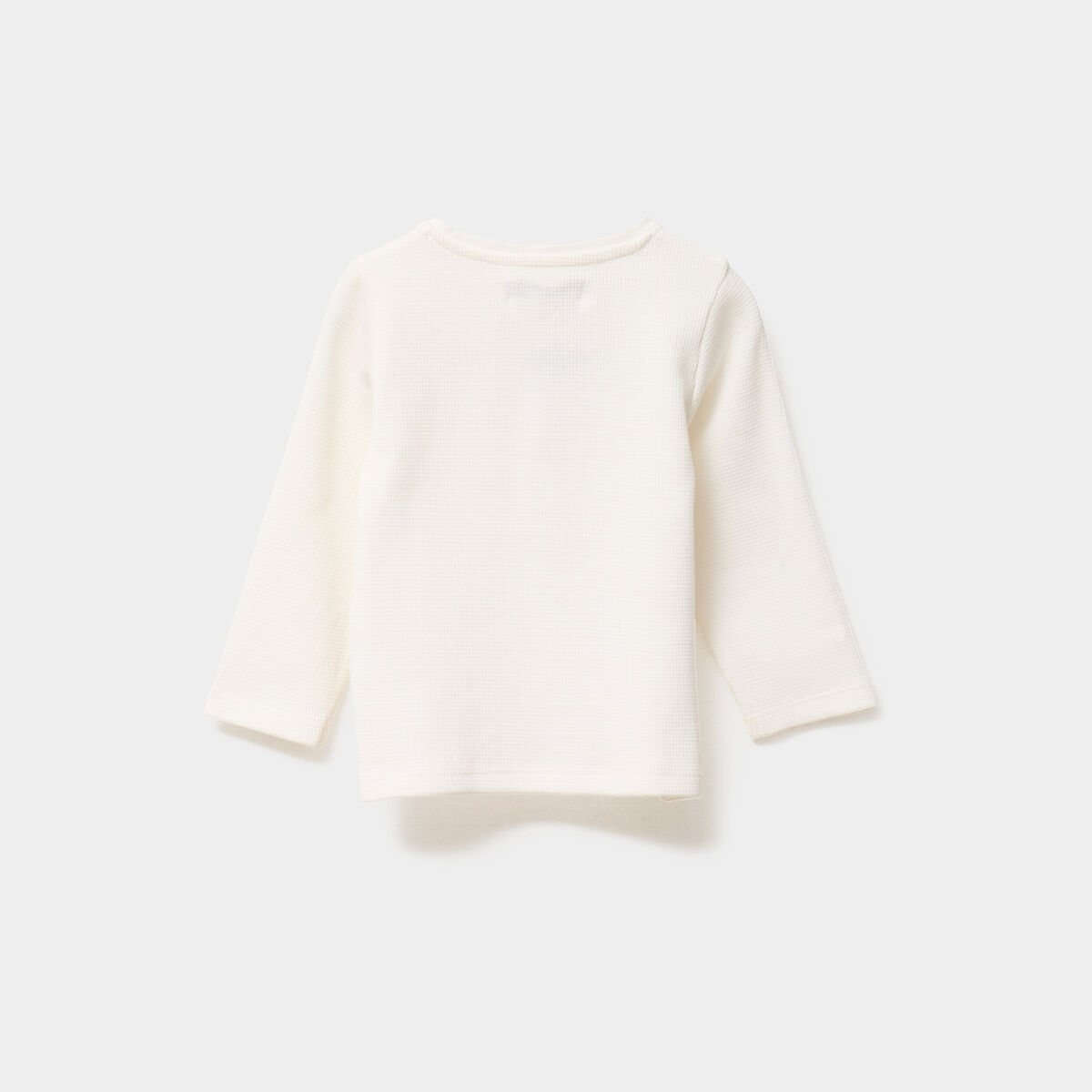 T-shirt col tunisien manches longues blanc b&eacute;b&eacute; gar&ccedil;on