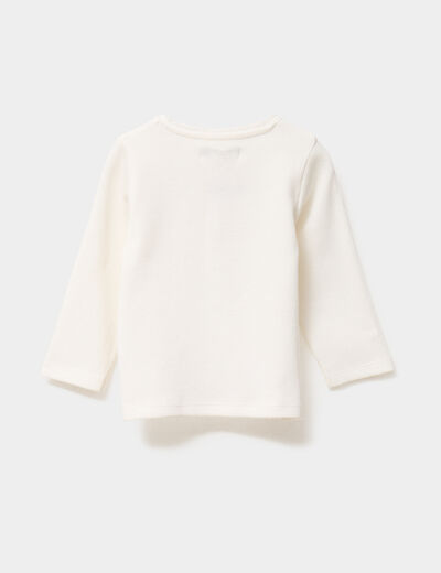 T-shirt col tunisien manches longues blanc bébé garçon