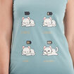 Chemise de nuit sans manches coton bleu gris femme