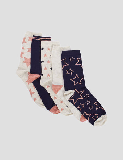 Lot 5 paires chaussettes beige femme
