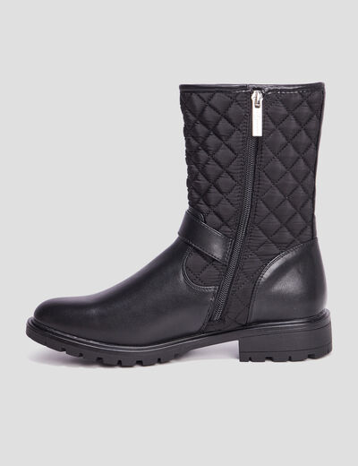 Bottines plates matelassées noir femme