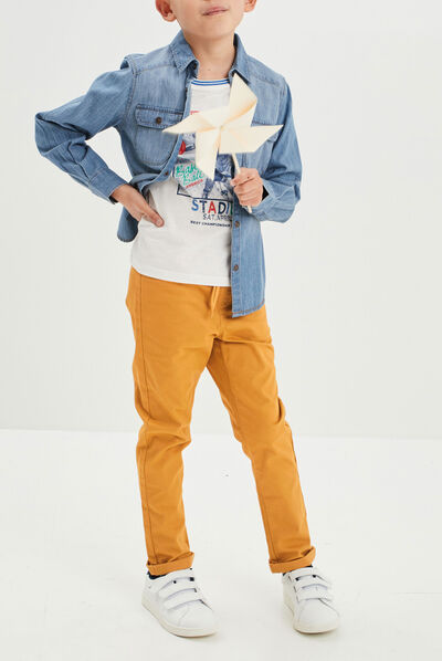 Chemise manches longues en jean Creeks denim double stone garçon