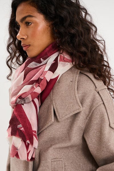 Foulard rectangulaire bordeaux femme