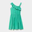 Robe &eacute;vas&eacute;e asym&eacute;trique &agrave; volants vert menthe fille