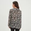 Blouse col froncé à cordons et volants noir femme
