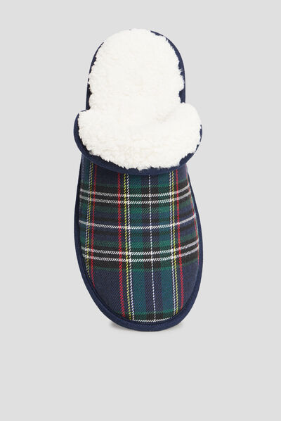 Chaussons mules avec revers multicolore homme