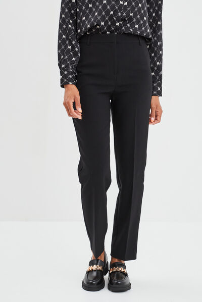 Pantalon city droit à pinces noir femme