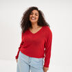 Pull ajust&eacute; manches longues rouge femme grande taille