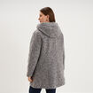 Manteau aspect bouclette &agrave; capuche gris femme grande taille