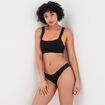 Culotte sans couture effet côtelé noir femme