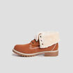 Bottines fourrées à lacets marron clair femme
