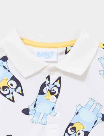 Polo manches courtes coton Bluey blanc gar&ccedil;on