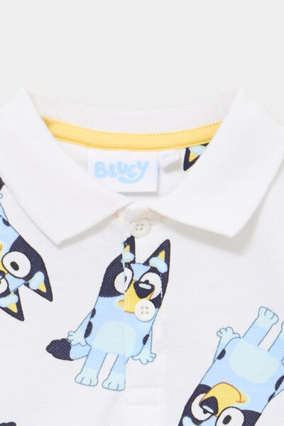 Polo manches courtes coton Bluey blanc gar&ccedil;on