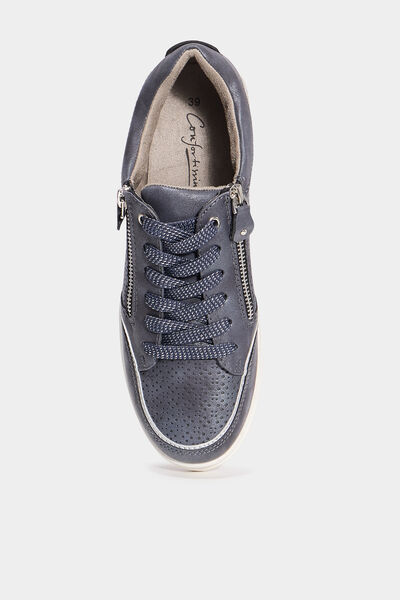 Tennis &agrave; lacets zipp&eacute;es bleu marine femme
