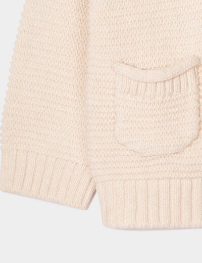 Gilet col châle boutonné coton Creeks beige bébé garçon