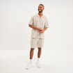 Chemise droite col cubain coton beige homme