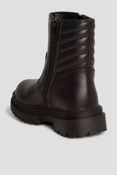 Bottines motardes détails zippés noir fille