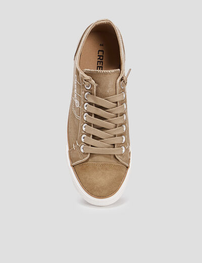 Tennis basses en toile à lacets sable homme