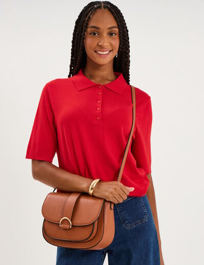 Sac besace en bandouli&egrave;re camel femme