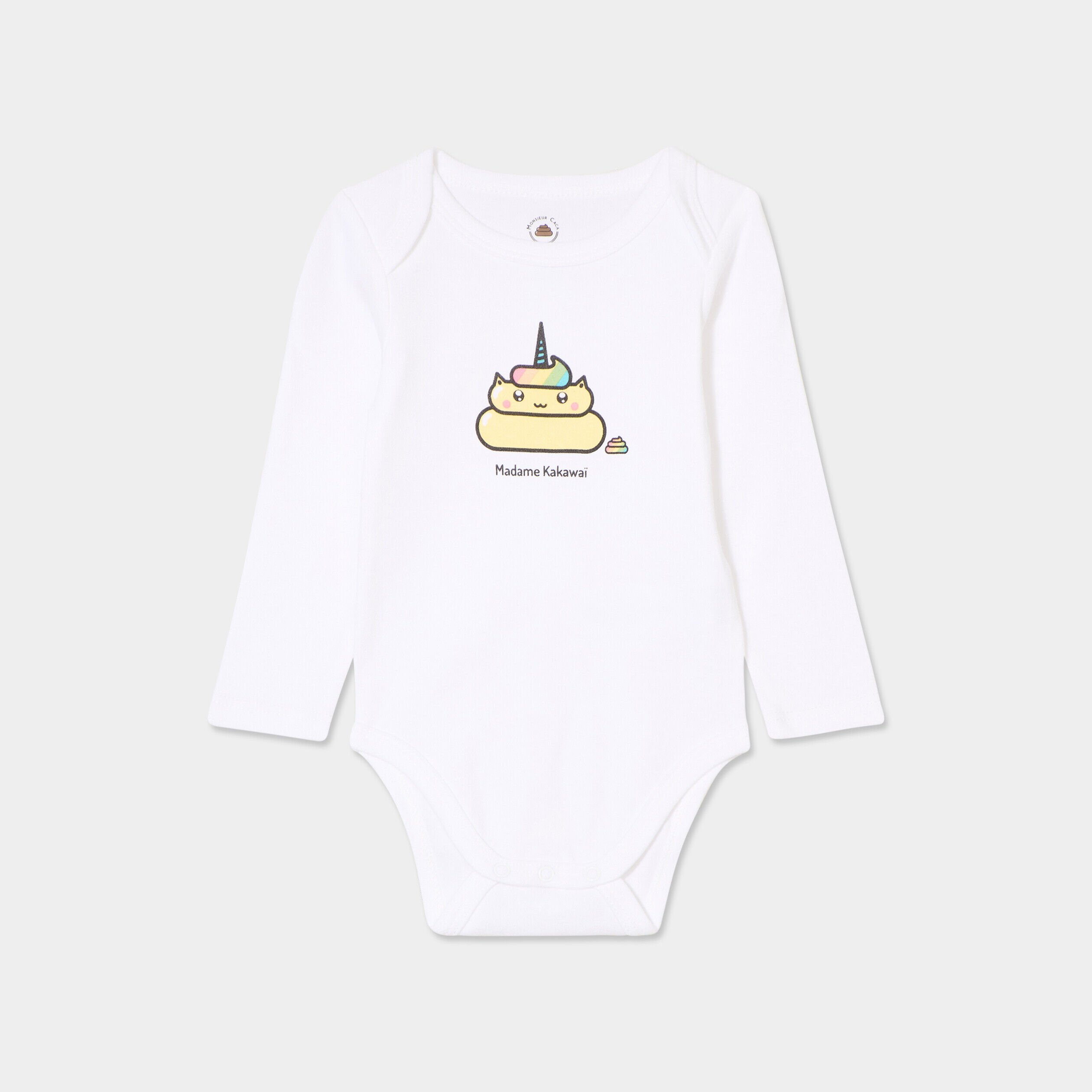 Body US coton Monsieur Caca x La Halle blanc bébé fille