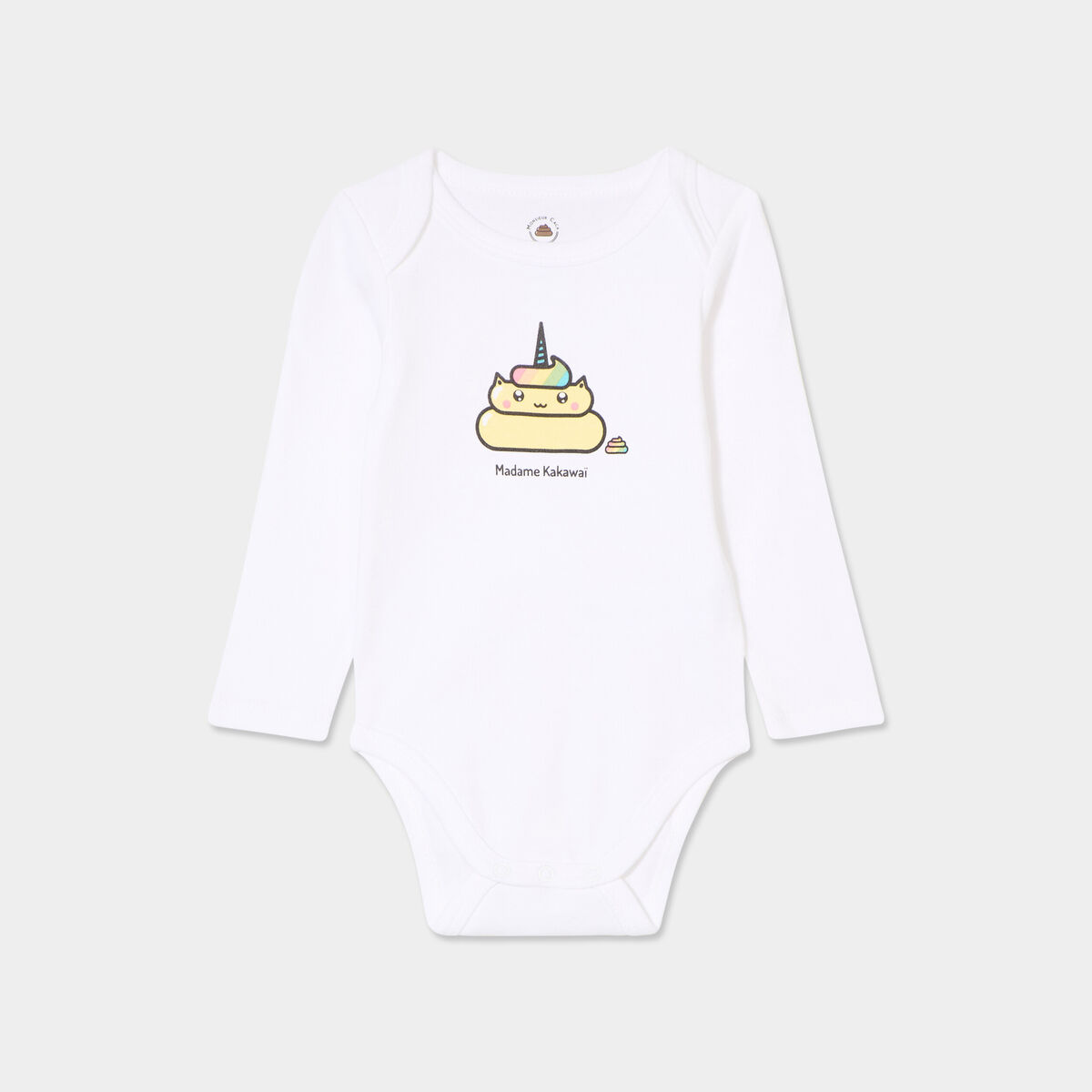 Body US coton Monsieur Caca x La Halle blanc b&eacute;b&eacute; fille