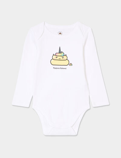Body US coton Monsieur Caca x La Halle blanc bébé fille