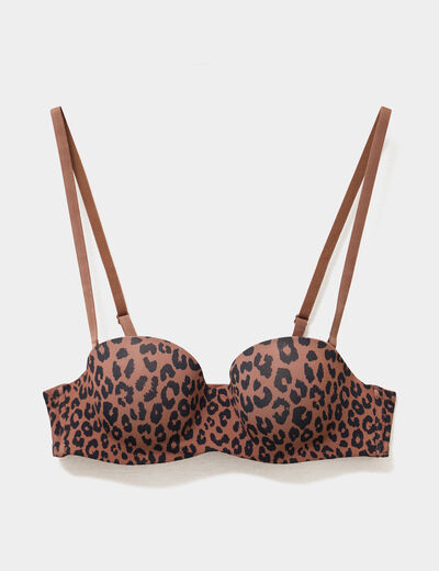 Soutien-gorge bandeau microfibre marron femme