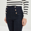 Jeans taille haute flare à ponts denim brut femme