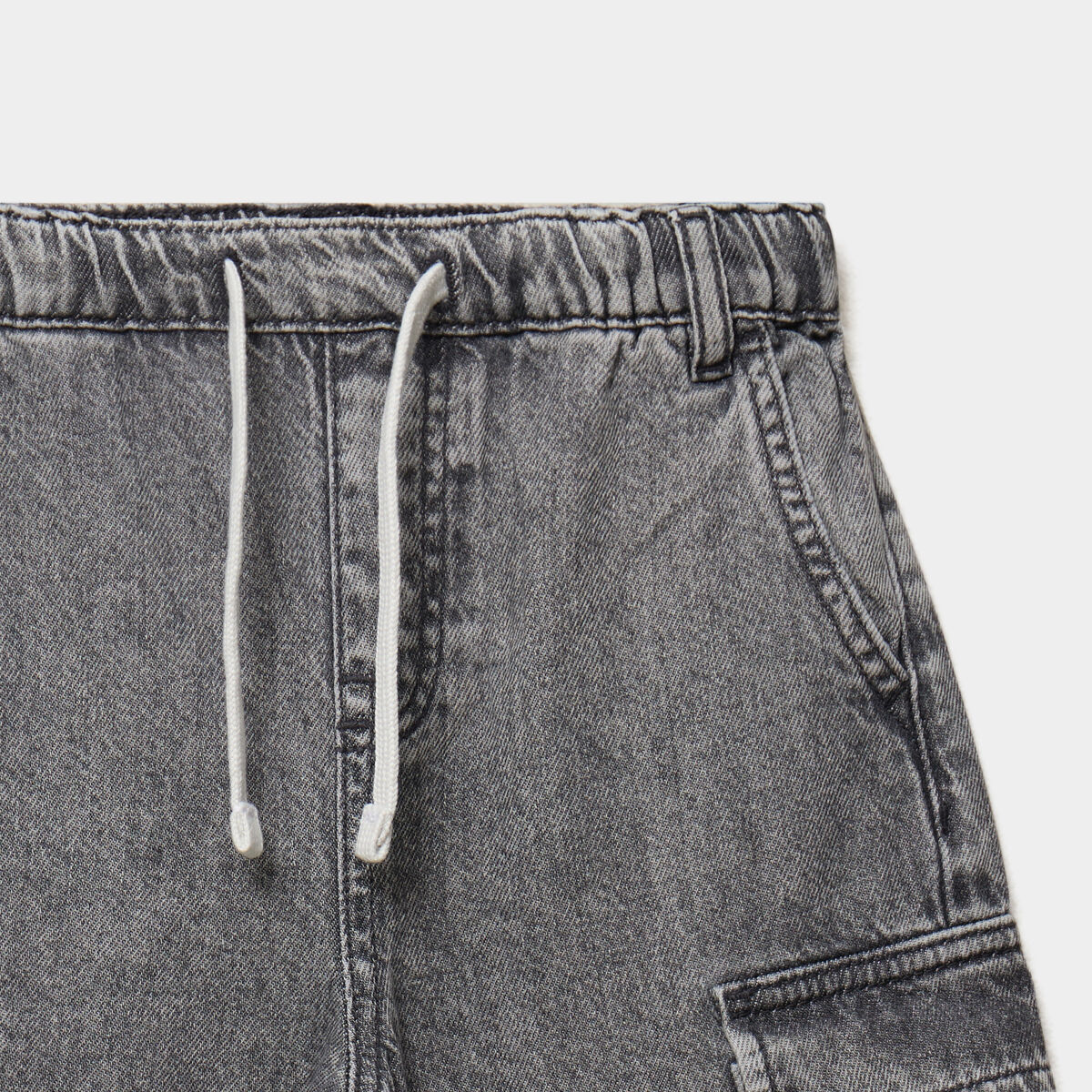 Bermuda en jean regular coton denim gris gar&ccedil;on