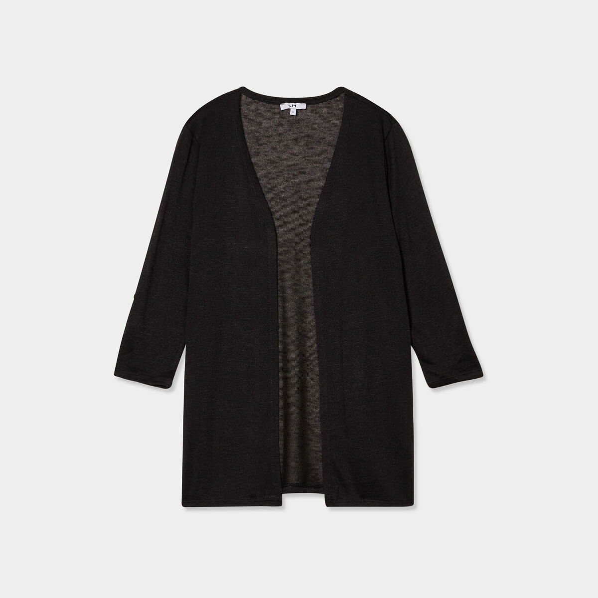 Gilet fin mi long manches 3/4 noir femme