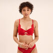Soutien-gorge foulard dentelle et strass rouge femme