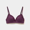 Soutien-gorge triangle micro dentelle prune femme