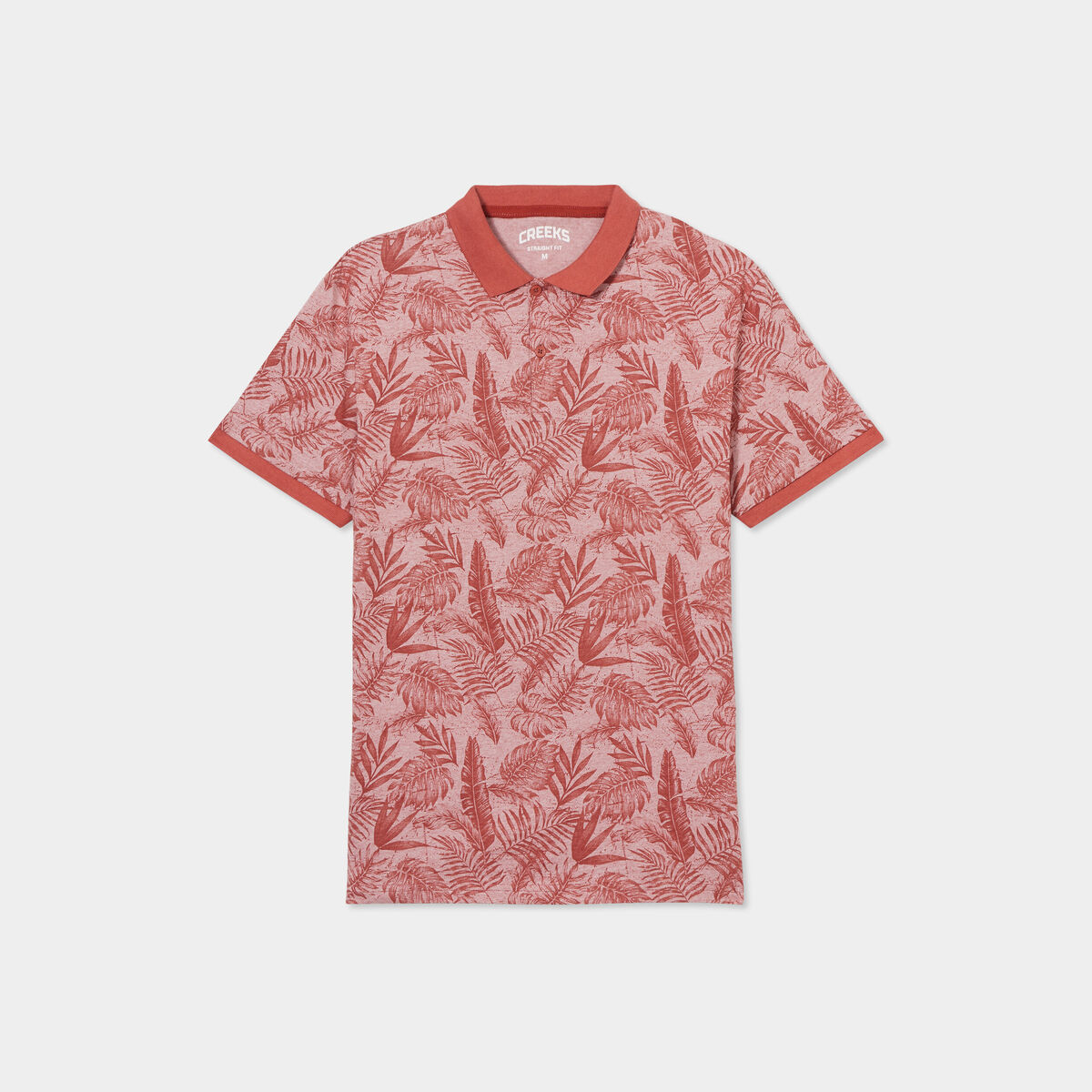 Polo droit manches courtes coton Creeks terracotta homme