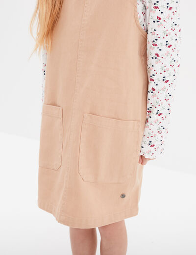 Ensemble 2 pièces robe et t-shirt coton sable fille