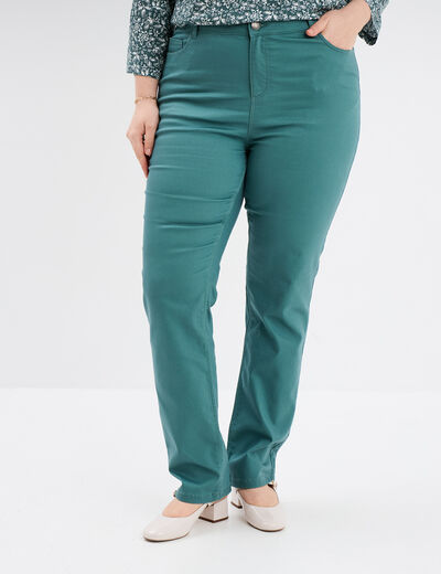 Pantalon straight taille haute Modavista vert foncé femme grande taille