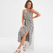 Robe midi à bretelles taille élastiquée noir femme