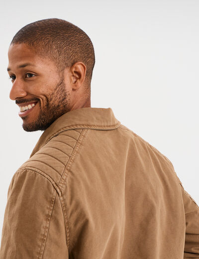 Veste à capuche amovible coton Trappeur marron clair homme