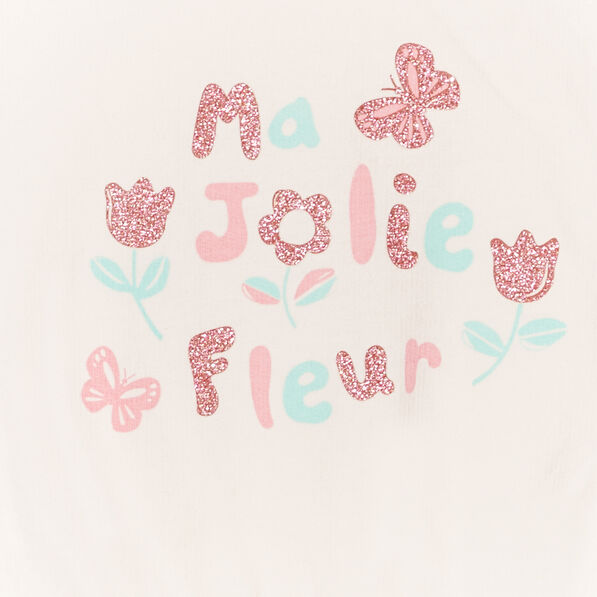 Sweat détails pailletés col rond blanc bébé fille
