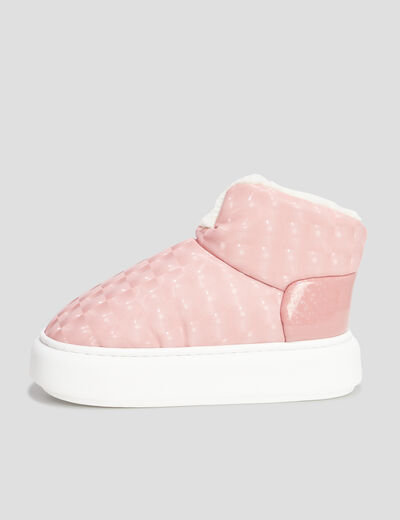 Chaussons bottines à plateformes rose femme