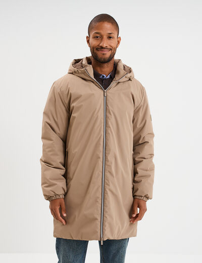 Parka d&eacute;perlante doubl&eacute;e &agrave; capuche taupe homme