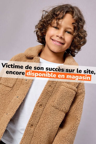Veste courte sherpa marron gar&ccedil;on