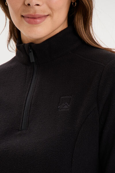 Sweat polaire col camionneur noir femme