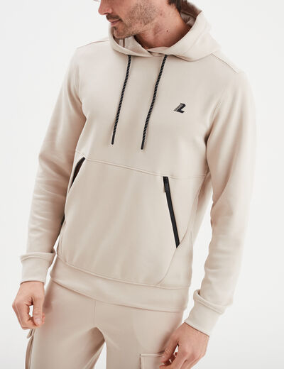 Sweat à capuche hoodie Liberto beige homme