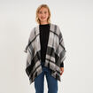 Poncho &agrave; franges gris femme