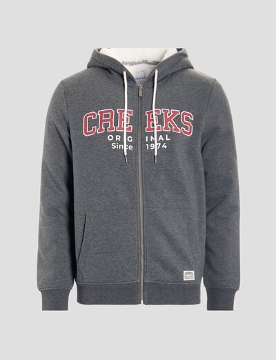 Sweat zippé à capuche Creeks gris foncé homme