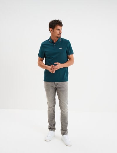 Polo avec broderie poitrine coton Creeks bleu canard homme