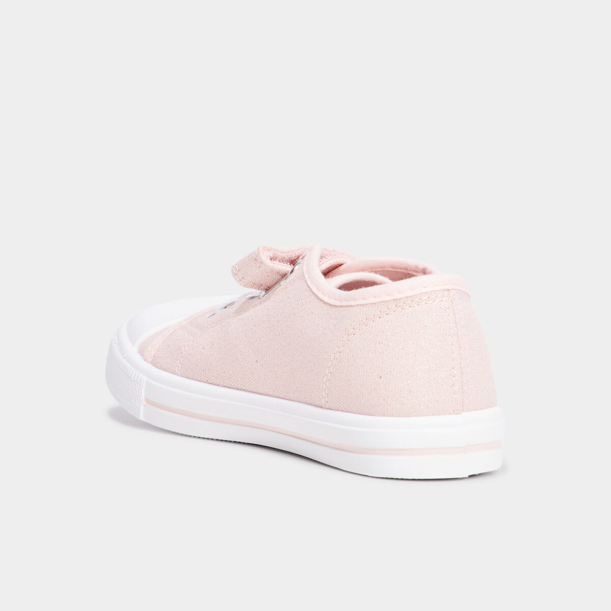 Tennis basses en toile &agrave; scratchs rose fille