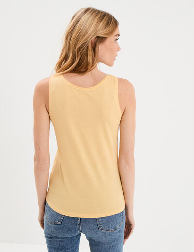 D&eacute;bardeur bretelles larges coton jaune clair femme