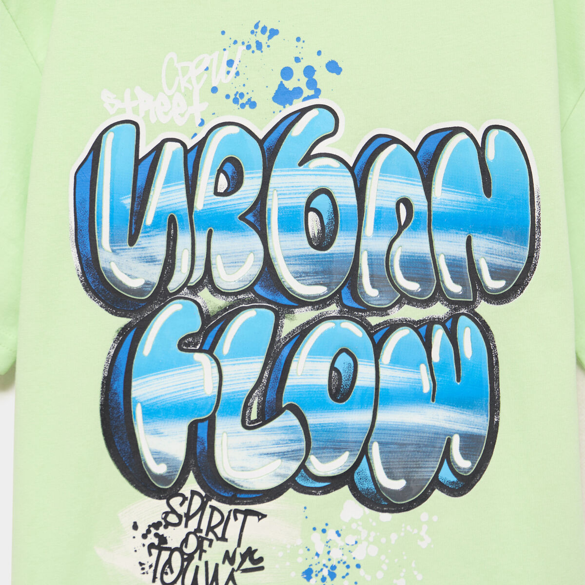 T-shirt oversize manches courtes coton vert fluo gar&ccedil;on